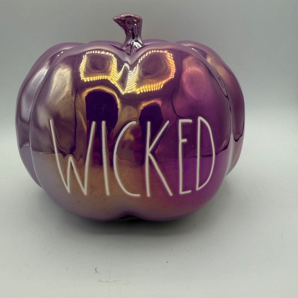 Rae Dunn Magenta Halloween Wicked Purple Ceramic Pumpkin Fall Decor‎ Display
